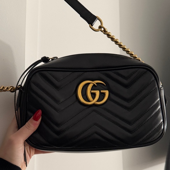 Gucci Handbags - Gucci Black and Gold Crossbody Bag